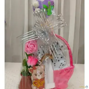 Combo Día de la Madre con Perrito Dálmata, Rosas Rosadas y Osito Decorativo – Detalle Tierno y Elegante